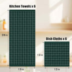 Homaxy Cotton Terry Kitchen Towels and Dishcloths Set of 8, Blackish Green - Image 4