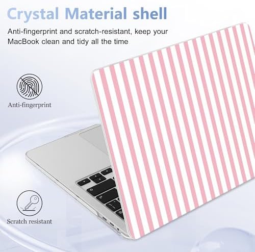 for MacBook Pro 16 inch Case 2019 2020 Release Model A2141, Plastic Hard Shell Cover with Keyboard Cover & Screen Protector for MacBook Pro 16 inch with Touch Bar, Pink & White Stripes - Image 6