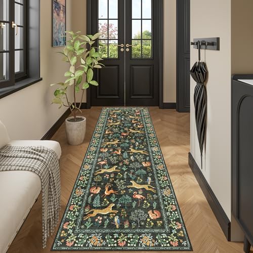 DUKINO 2x10 Kitchen Runner Rug, Soft Non Slip Animal Washable Rug, Black - Image 6