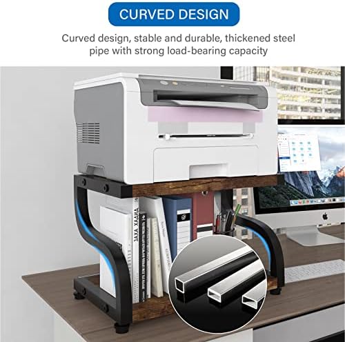 PUNCIA 2 Tier Wood Printer Stand with Storage Heavy Duty Desktop Shelf - Image 5