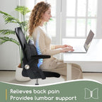 HIGOGOGO Lumbar Support Pillow for Recliner Chair, Bow Knot Shaped Back Support Cushion, Striped Corduroy Soft Decorative Lumbar Pillow for Office Chair, Sofa, Car, Bed, Living Room - Dark Grey - Image 6