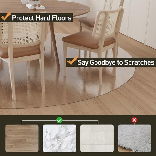 Clear Plastic Area Mat for Under Dining Table, 8ft Round No Slip Waterproof Vinyl Area Rug for Home, Anti-Spill Hard Floor Protector Cover, Splat Mat for Under High Chair, Easy Clean Floor Mat - Image 4
