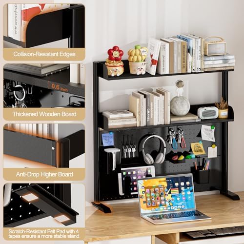 Adjustable Desktop Hutch Bookshelf with Pegboard, 38.9" Wide - Image 5