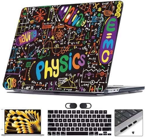 for MacBook Air 13.6 Inch Case M5 A3449 2026 2025-2022 Release A2681 M2 A3113 M3 A3240 M4 Cover, Crystal Black Printed Pattern Hard Shell Keyboard Skin for Mac Air 13" M5, Physical Formula by Unknown