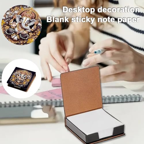 4Pcs Animals Flowers PU DIY Diamond Art Painting Sticky Notes Holder (640 Blank Notepads) Cube Note Box Mosaic Craft Set for Office Accessories Desk Office Workplace - Image 6