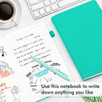 feela 5 Pack Notebooks Journals Bulk, Hardcover Notebook Classic Ruled Lined Journals with Pen Holder for Women Girls School Business Supplies, with 5 Black Pens, 120 GSM, 5.1”x8.3”, A5, Aqua - Image 4