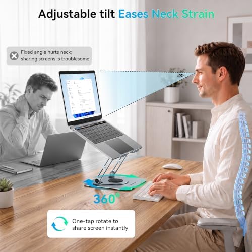 Yottamaster Adjustable Laptop Stand, 360° Rotating Aluminum Desk Stand - Image 2