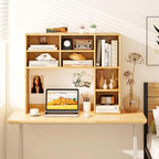LDAILY Desktop Bookshelf, 37’’ Wood Desk Shelf with 7 Cubes & 3 Adjustable Shelves, 3-Tier Desk Display Rack, Desk Hutch for Dorm College Office Computer Monitor Up to 27’’ (Burlywood, 7 Shelves) by LDAILY