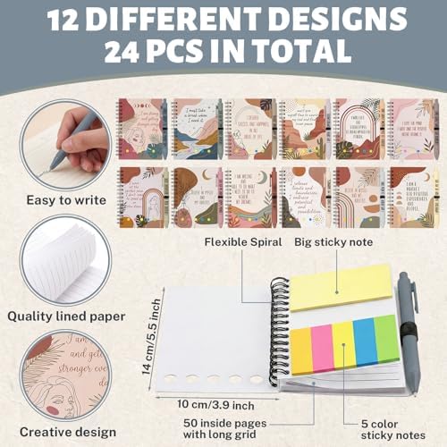 Sprial Notebooks with Pens Bulk, 48 Pack, 5.5 x 4.7 Inch Aesthetic - Image 3