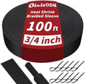 Oleitodh 100 ft 3/4 in 2:1 Heat Shrink Braided Sleeving, Black by Oleitodh