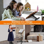 2-in-1 Floor Music Stand & Desktop Book Stand, 16.5"–51" Height Adjustable - Image 2