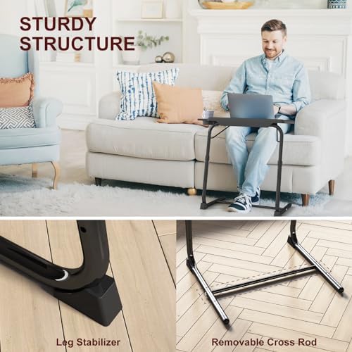 TV Tray Table, Adjustable TV Dinner Table for Eating on Couch with Cup Holder, Folding Tables with 6 Height & 3 Tilt Angle Adjustments, Comfortable Laptop Stand for Bed & Sofa, 2 Pack, Black - Image 4