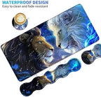 4Pcs Memory Foam Keyboard Wrist Rest Desk Mat Set, Black White Tiger - Image 4