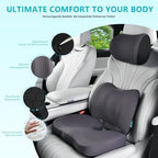 FLORICH 3 PCS Seat Cushion for Carseat Lumbar Support Pillow Car Neck Headrest Pillows Memory Foam Gel Memory Foam Massage Point Seat Pads Pressure Relief Back Cushion for Office Chair(Light Grey) - Image 6