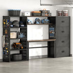 FLEXIMOUNTS 117" L Modular Garage Storage Cabinet with Workbench, Black by FLEXIMOUNTS