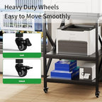 3 Tier Printer Stand, Large 23.6"x23.6" Printer Table with Wheels - Image 5