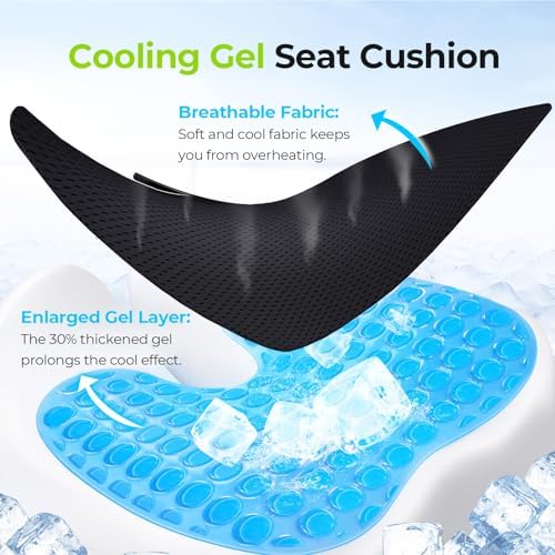 AUVON Gel Seat Cushion, Triple-Layer Core for Cool & Pressure-Free Sitting, Cooling Gel Office Chair Cushion, Ergonomic Dual-Density Memory Foam for Hemorrhoid, Sciatica, Tailbone Pain Relief - Image 2