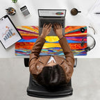 Heated Mouse Pad Hand Warmer, Warm Desk Pad Mousepad Desk Mat with 3 Levels Heating and 3 Hours Auto Shut Down 31.5 x 13 inch PU Leather Warmer Keyboard Mat for Gaming Laptop Office Home, A Art Sun - Image 7