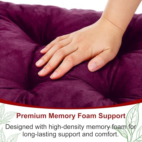 Geetery 4 Pack Velvet Chair Cushions for Dining Chairs, 16" x 16" Soft Velvet Chair Pads with Ties Comfy Solid Seat Cushion Party Home Office Living Room Outdoor Indoor (Purple) - Image 6