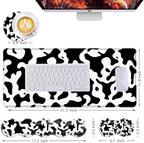 Mouse Pad,Large Desk Mat Set, 4in1 XL Mousepad + Keyboard Wrist Rest+Mouse Wrist Rest+Coaster with Ergonomic Desk Pad for Home Office Table Computer Cover -Cow Print - Image 6