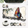 Desk Mat, Mouse Pad with Wrist Rest, 4-in-1 Large Mouse Pads for Desk, Ergonomic Mouse Pad and Keyboard Wrist Rest Gaming Keyboard Mat for Office,Watercolor Butterfly by EFGWSDER