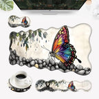 Desk Mat, Mouse Pad with Wrist Rest, 4-in-1 Large Mouse Pads for Desk, Ergonomic Mouse Pad and Keyboard Wrist Rest Gaming Keyboard Mat for Office,Watercolor Butterfly by EFGWSDER