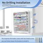 7 Tier Magnetic File Holder, No Drilling Wall File Organizer for File Cabinets Whiteboard Refrigerator,Office,Classroom, Hanging Paper Folder Holder, White - Image 2