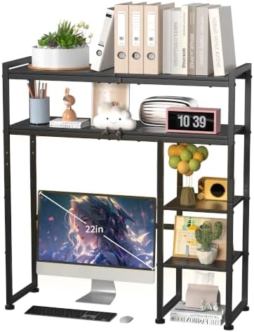 Aetheris Desktop Organizer Shelf, 30" Wooden Office Storage Rack, Display Shelf Rack, 5 Tier Desktop Display Rac, Desk Shelf, Desk Hutch for Computer Monitor (Black) by Unknown