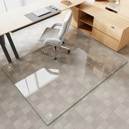 48" x 72" Tempered Glass Chair Mat for Carpet & Hard Floors by MYSUNORIA