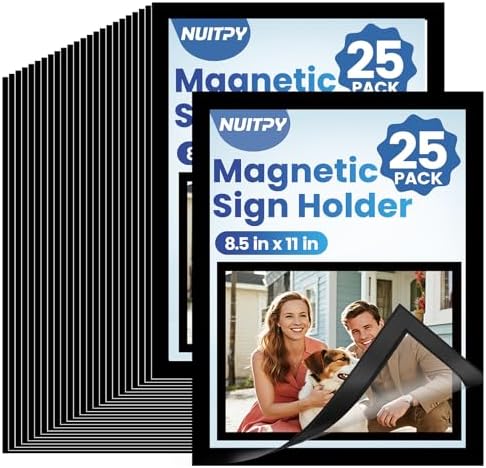 NUITPY 25 Pack Magnetic Sign Holder, 8.5in x 11in Magnetic Paper Holder by Unknown