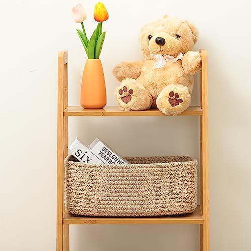 MiniArk Small Storage Baskets for Organizing | Closet Organizer Bins | Shelf Toy Basket | Woven Rope Baskets | Cube Decorative Box | Shallow Basket | 11.5x7.5x4.7” | 4 Packs Mixed Brown - Image 4