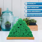 Tenare 100 Pack 12'' x 12'' Microfiber Cleaning Cloths Reusable Cleaning Rags Bulk Microfiber Towels Softer Highly Absorbent Washcloths for House Kitchen Car Window(Green) - Image 3