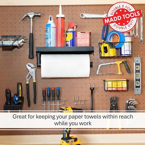 Pegboard Paper Towel Holder with Hooks, Peg Board Organizer Accessory - Image 4