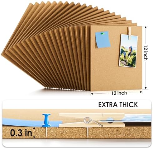 MaxGear 60" x 48" Large Cork Board for Wall, 20 Pack 12" x 12" Tiles - Image 3