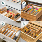 Sben Bamboo Cutlery Drawer Organizer, Bamboo, Medium - Image 5
