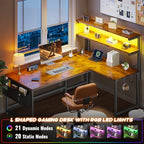 DurayLoly 53"L Shaped Desk with Storage Shelf,Side Bag,Hook for Small Space - Image 4