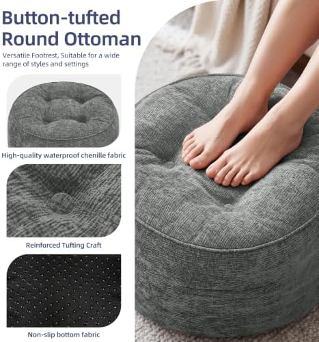 Hobestluk Round Oversized Ottoman Foot Leg Rest Under Desk for Couch - Image 3