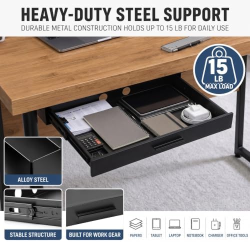 Menkxi 22 x 14 in Under Desk Drawer,Slide out Storage Organizer Heavy Duty - Image 3