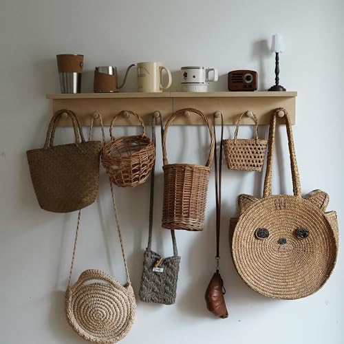 Entrance Coat Rack ，Coat Hooks, Wall-Mounted Wooden Hook Rack, Wall-Mounted Shelves are Very Suitable (Birch Color Finish—A-2) - Image 5