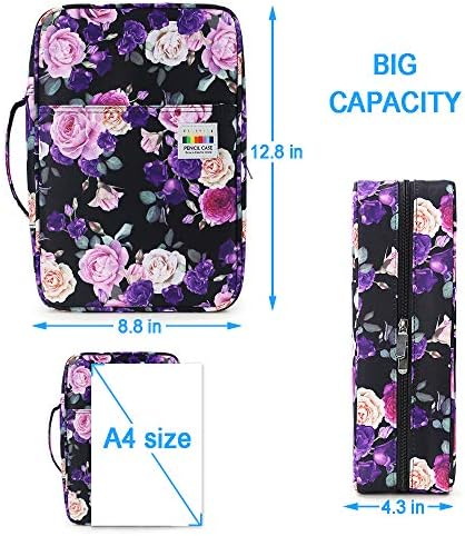YOUSHARES Big Capacity Colored Pencil Case - 300 Slots large Pen Case Organizer with Multilayer Holder for Prismacolor Colored Pencils & Gel Pen (Purple Pink Rose) - Image 6