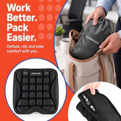 Office Chair Cushion with Adjustable Air-Cell Support, Inflatable Seat Cushion with Built-in Pump for Long Sitting, Desk Chair, Home Office, Computer Chair and Dining Chair - Image 6