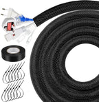 Cable Sleeve Split-Sleeving 12ft-1.25inch Cord Management Wire Protector, Wire Cover Heat Resistant Wiring Loom Harness Wire Organizer, Heavy Duty Auto Wrap Cord Protectors from Pets No Chew, Black by uuvzvcek