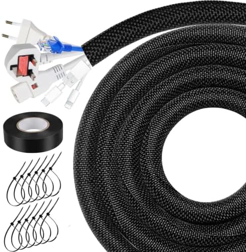 Cable Sleeve Split-Sleeving 35ft-3/4inch Cord Management Wire Protector, Wire Cover Heat Resistant Wiring Loom Harness Wire Organizer, Heavy Duty Auto Wrap Cord Protectors from Pets No Chew, Black by uuvzvcek
