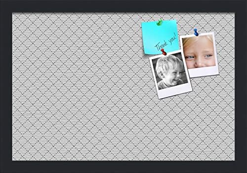 PinPix 18x12 inch Cork Bulletin Board. This Decorative Framed Pin Board Comes with Diamond Pattern in Grey Design and Satin Black. Ideal for Home, Office Decor or School (PinPix-126) by PinPixBulletinBoards