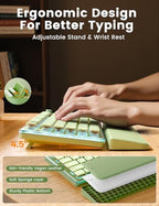 Wireless Keyboard and Mouse Combo - 9 Backlit Effects, Wrist Rest, Double-Shot Keycaps, Metal Panel, Long-Lasting Rechargeable, 2.4G Keyboard Mouse Set for Windows Mac PC Laptop – Sablute (Green) - Image 3