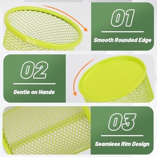 Segarty Pen Holer, 12 Pack Round Light Green Pencils Holder for Desk, Metal Mesh Pen Cup Container Marker Organizer Set for Office Supply, School, Home, Desktop Storage and Organization - Image 3
