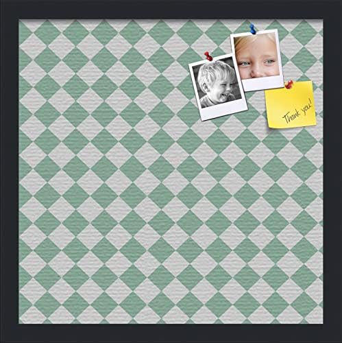 PinPix 16x16 inch Cork Bulletin Board. This Decorative Framed Pin Board Comes with Diamond Pattern in Green and White Design and Satin Black. Ideal for Home, Office Decor or School (PinPix-330) by PinPixBulletinBoards