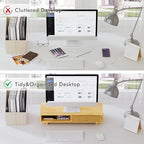 Zri Bamboo Computer Monitor Stand with Drawer, Dual Laptop Stand for Desk,Single Monitor Riser with Storage,Wood Office Desk Organizer & Accessories - Image 5