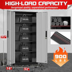 Superday 71" Lockable Steel Storage Cabinet, Locking Metal Storage Cabinets, Tall Black Grey Cabinet with 2 Doors and 4 Adjustable Shelves for Garage, Home Office, Classroom, File, Easy Assemble - Image 3