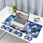 4 in 1 Ergonomic Memory Foam Mouse Pad Wrist Rest Set, Large XXL Gaming Desk Pad + Keyboard Wrist Rest + Mouse Wrist Cushion + Coaster for Home Office Study Gaming, Cute Cat - Image 7